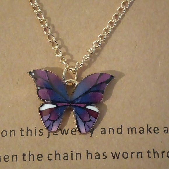 ❤️3/$10❤️Make a Wish Dainty Butterfly Necklaces with Message Cards - Purple - Picture 7 of 14